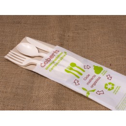 Joc de 3 coberts compostables (forquilla,ganivet,cullera+tovalló)