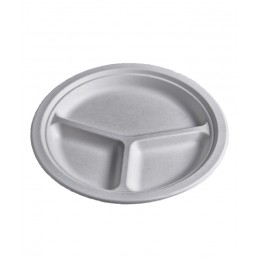 Plat compostable 26 cm 3 comp. pack 50 u